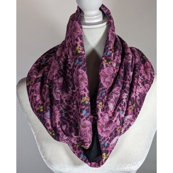 Pink And Black Leopard Print With Kittens Reversible Infinity Scarf - Picture 3 of 4